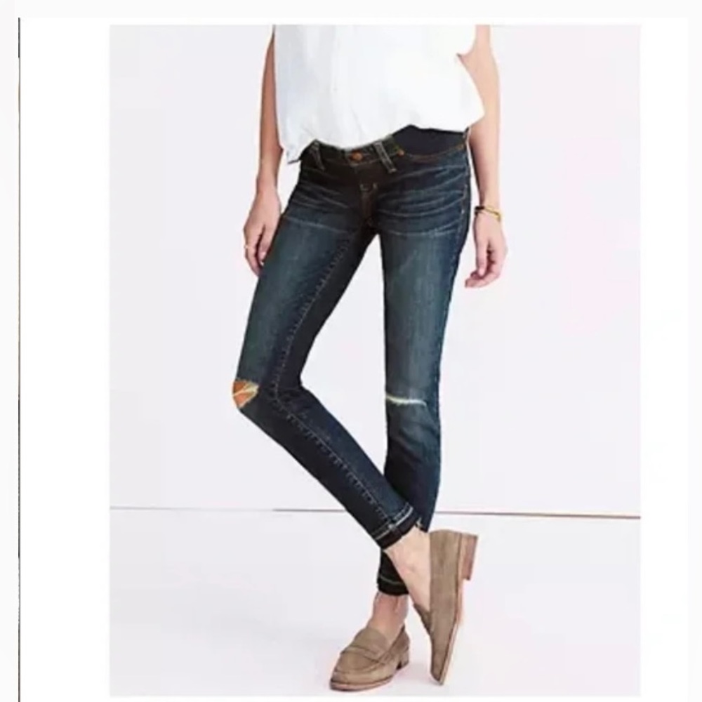 MADEWELL MATERNITY SKINNY JEANS LORELEI WASH DROP HEM EDITION PRE OWNED